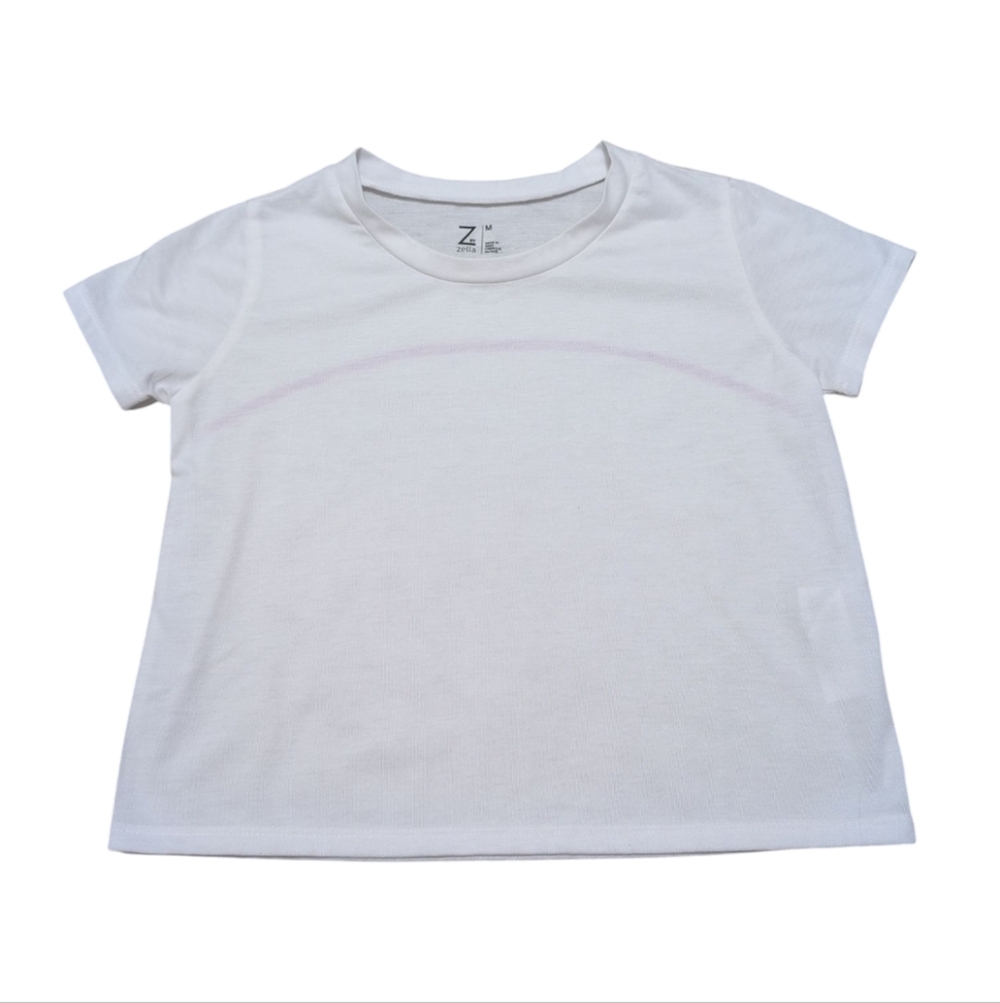 Z By Zella White Semi Cropped Active T-Shirt Like New Size Medium‎